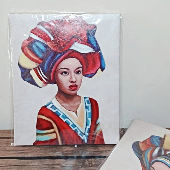 🆕 Home Decor African Woman Canvas Wall Art, African Beauty Canvas Print 8x9.75" - Picture 5 of 7
